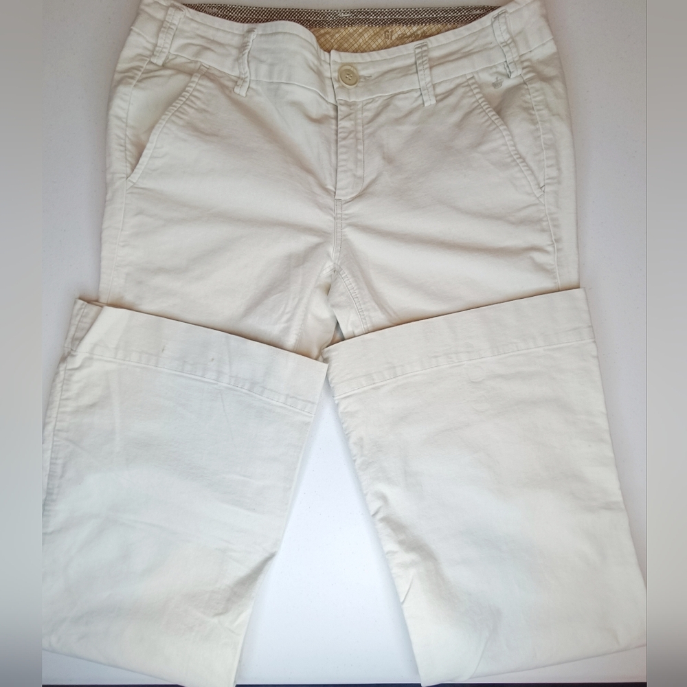 Y2K G1 Tailor Goods Off-White Light Grey Brushed Cotton Low Rise Flared Jeans